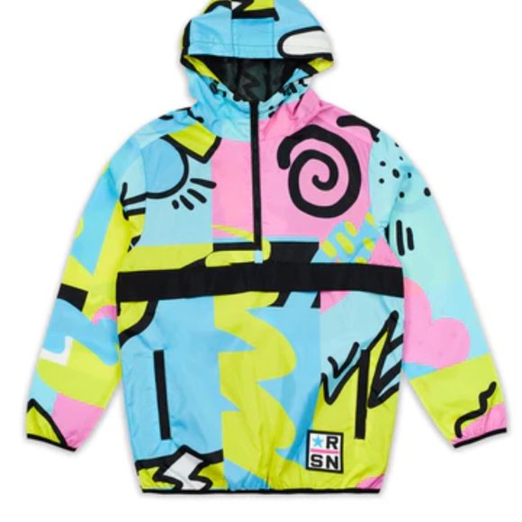 Reason Clothing Relax Half-Zip Allover Y2K Print Anorak Size S - Picture 4 of 6